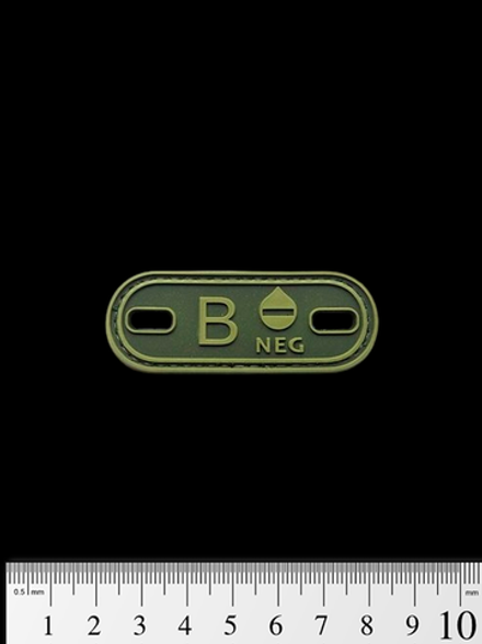 Шеврон Группа крови B- PVC 6 см. Олива