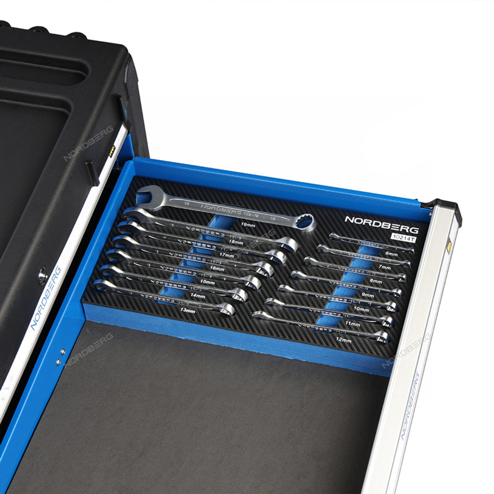 NORDBERG (10214T) Набор ключей комбинированных в ложементе, 14 предметов для тележки