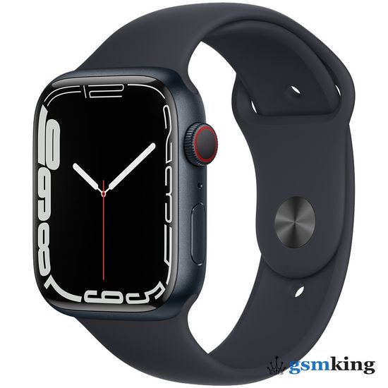 Apple Watch Series 7 GPS + Cellular 45mm Midnight Aluminum Case with Sport Band Midnight MKJ73LL/A