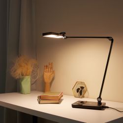 ULM-D110 15W-3000-6500K-DIM BLACK Светильник настольный светодиодный с беспроводной зарядкой телефонов. Сенсорный выключатель. Диммер. Черный. TM Uniel