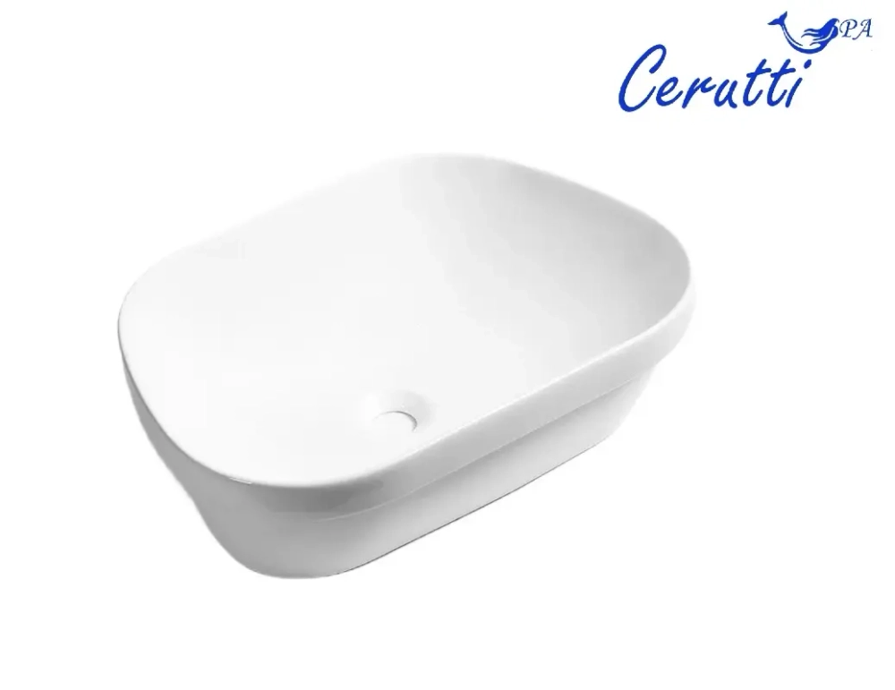 Раковина CR0023 накладная, белая, трапеция 570х400х150 Ceruttispa