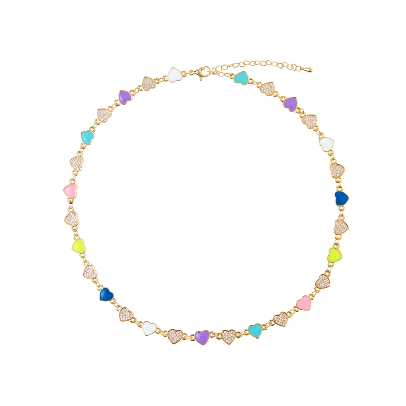Колье Многоцветные Сердца