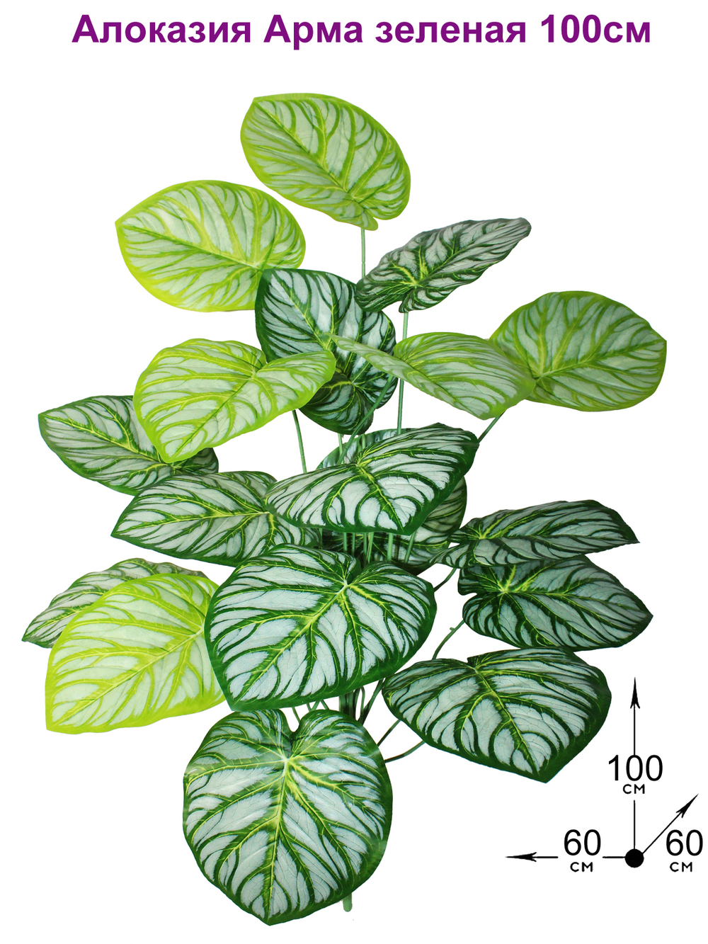 Искусственное растение Алоказия Арма зеленая 100 см
