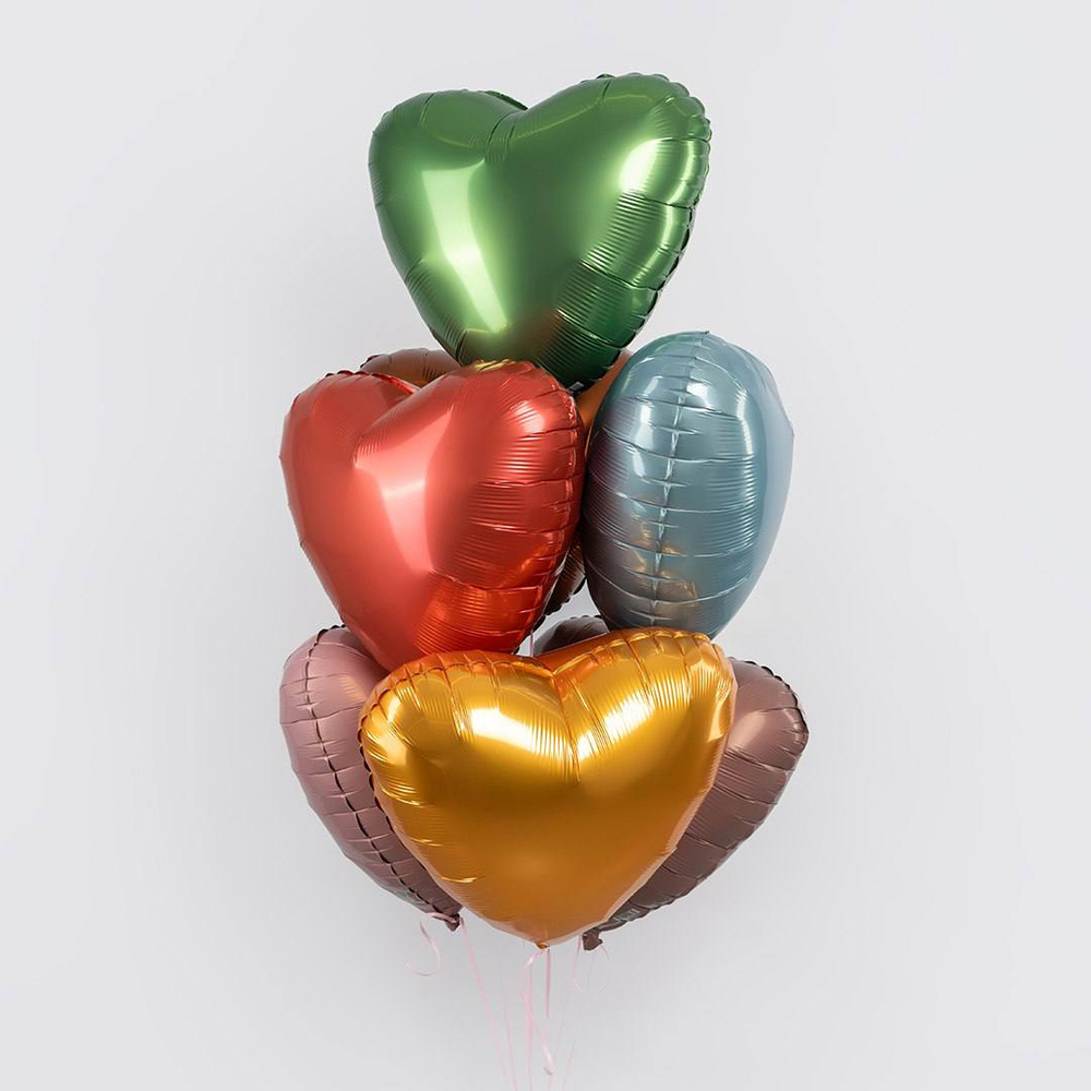 Связка из гелиевых шаров Сердца разноцветные