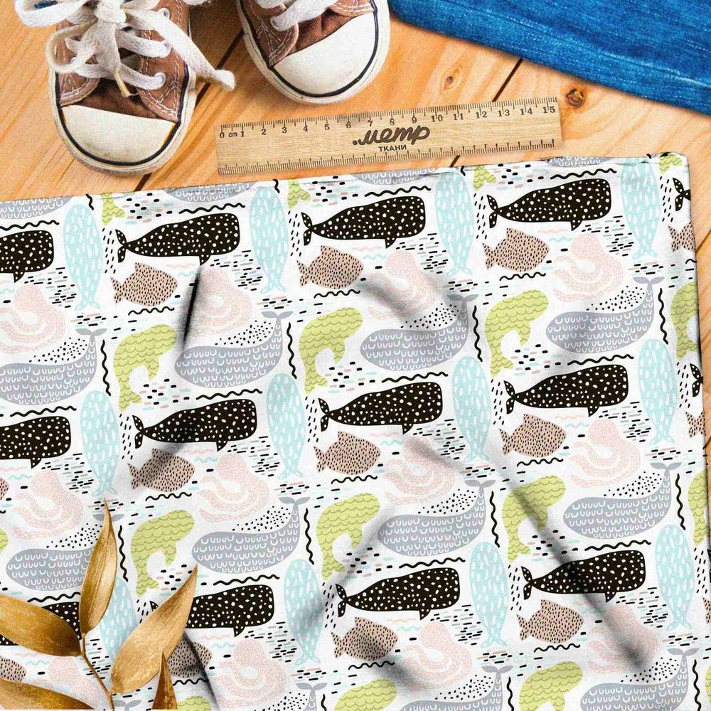 Ткань габардин киты и кашалоты