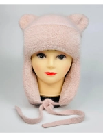 шапка зимняя вязаная с ушками ангора