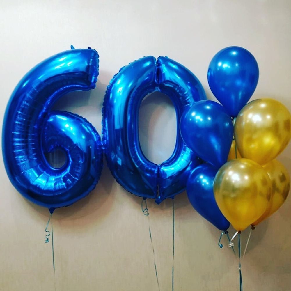 Композиция из шаров на 60 лет Синее золото