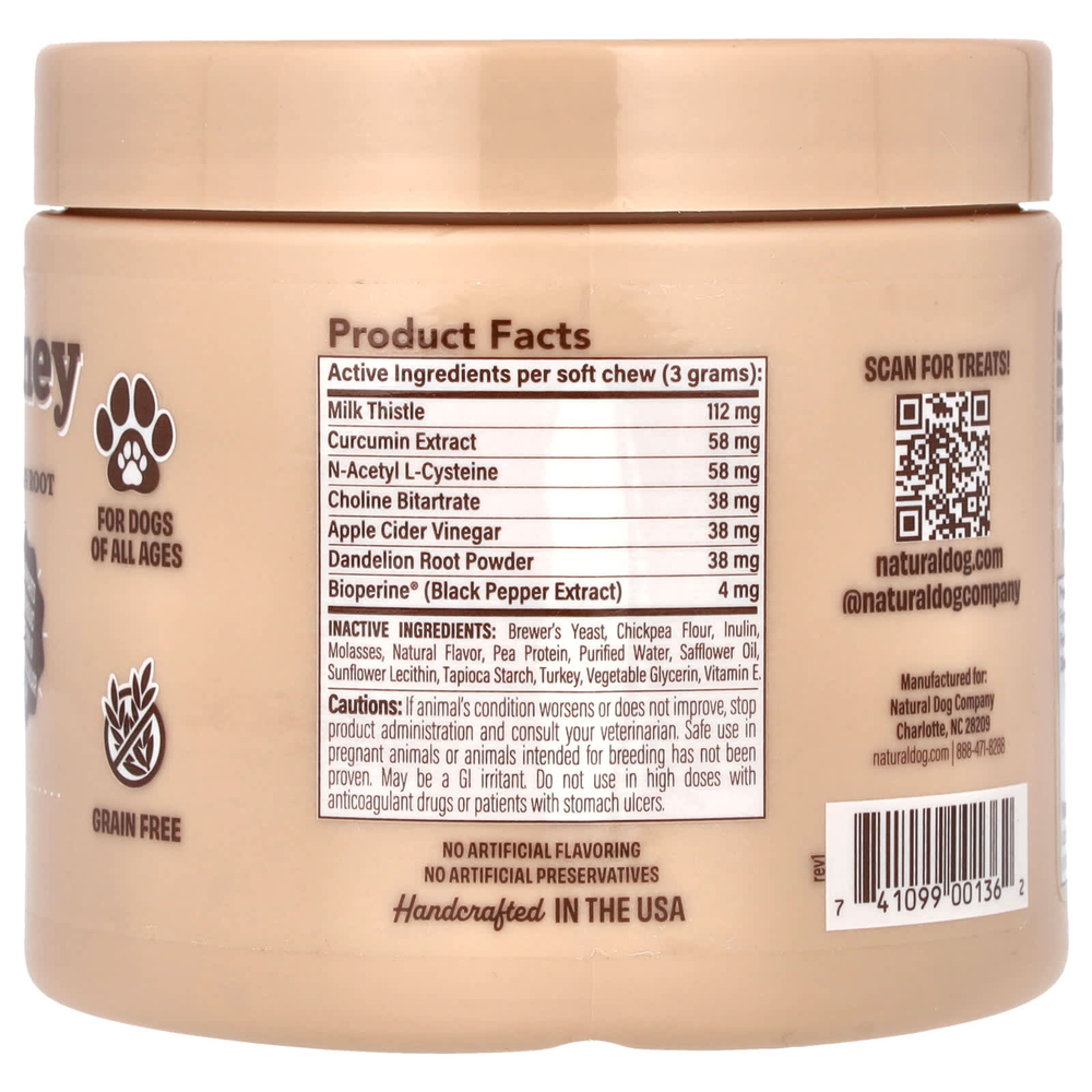 Natural Dog Company, Liver & Kidney, для собак, для всех возрастов, 90 жевательных таблеток, 270 г (9,5 унции)