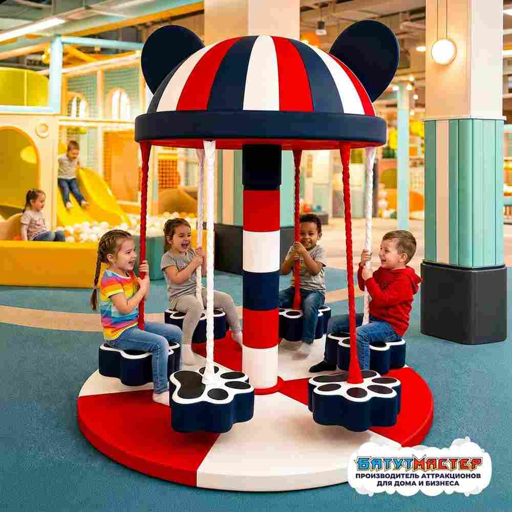 Детский аттракцион 4kids Карусель «Медвежьи лапки» c электроприводом