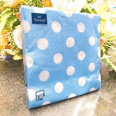 ГОРОХ ГОЛУБОЙ Салфетки 20л  33*33 Art Bouquet  3х сл*12