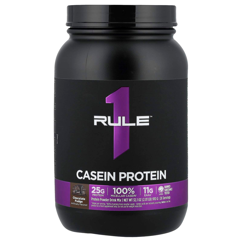 Rule One Proteins, R1 Casein, протеиновая смесь для приготовления напитка, со вкусом шоколадной помадки, 910 г (2,01 фунта)