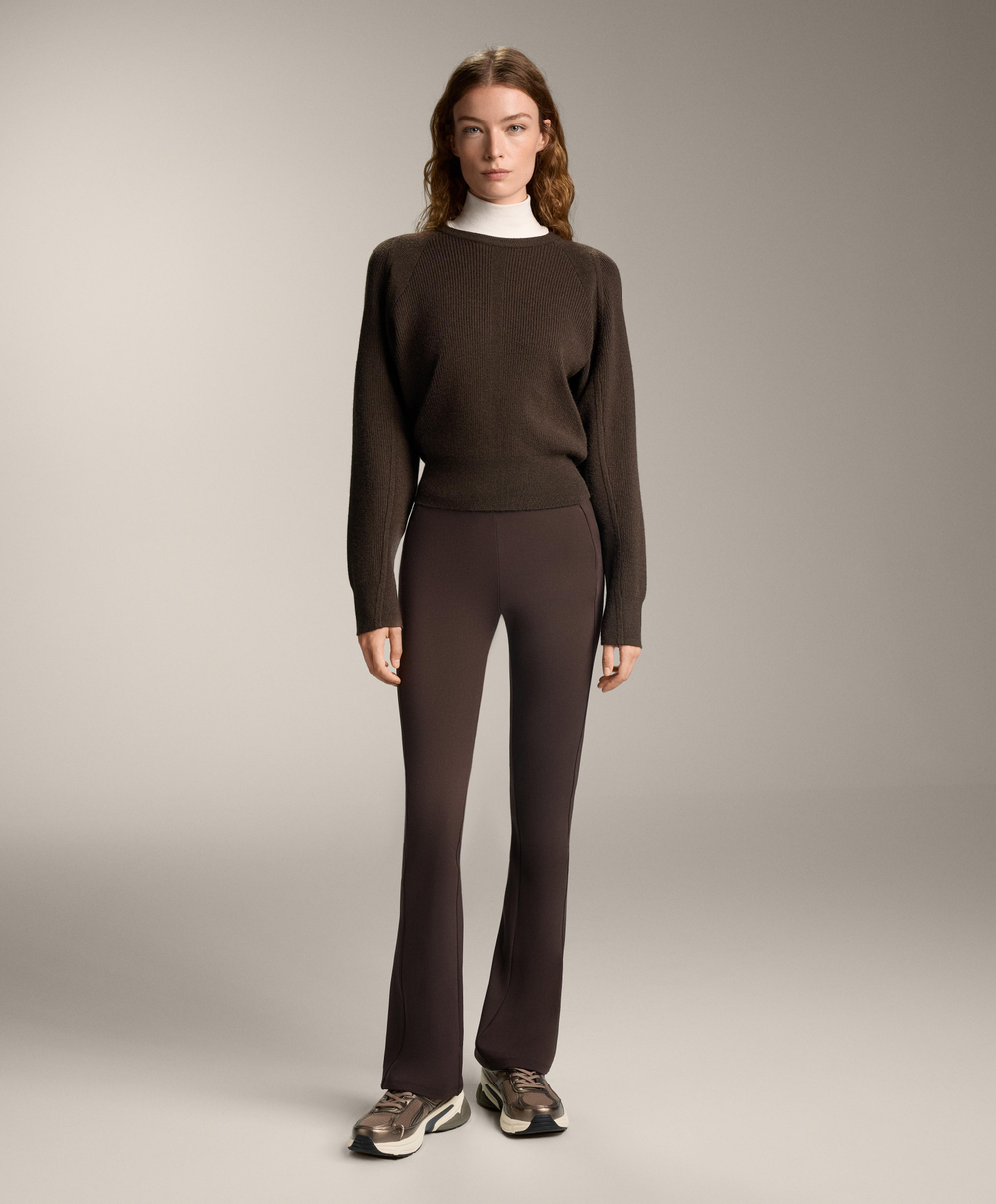 OYSHO Теплые расклешенные брюки с высокой посадкой и карманами, коричневый