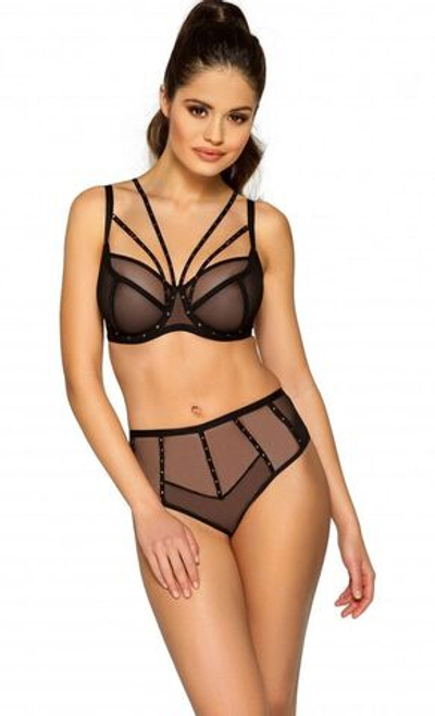 Сексуальный бюстгальтер Pois Pois с металлическим декором (Размер: 85B) (Цвет: черный)