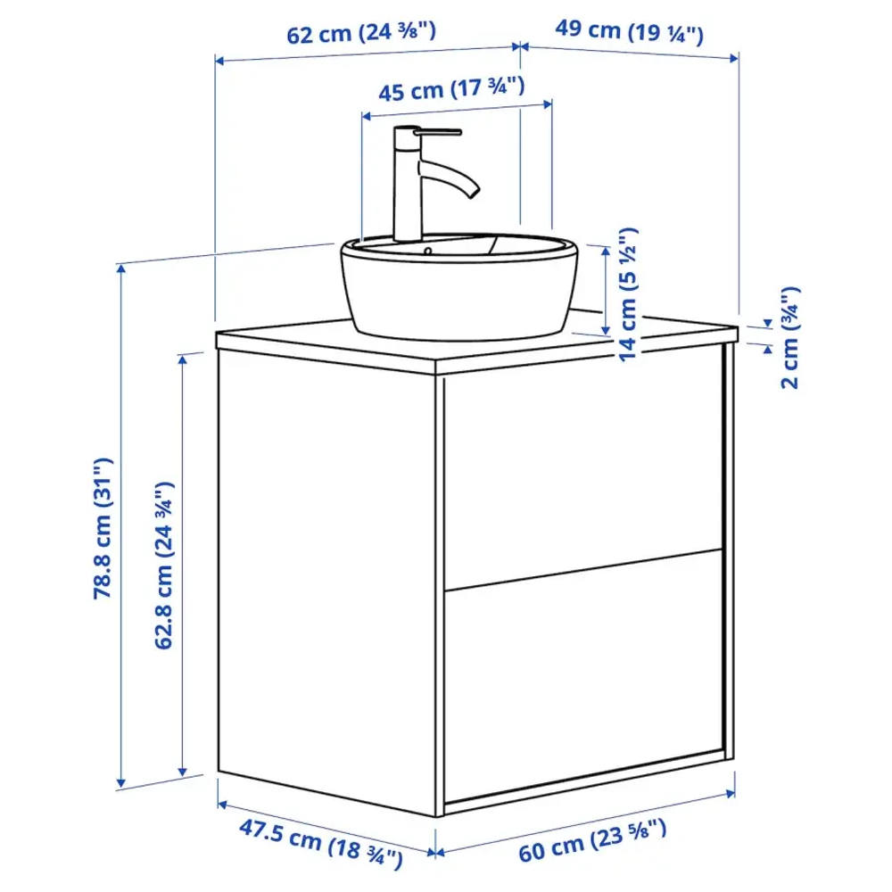Тумба для ванной  - HAVBÄCK / TÖRNVIKEN /  HAVBАCK / TОRNVIKEN IKEA/ХАВБЕК / ТОРНВИКЕН ИКЕА, 79х62см, черный