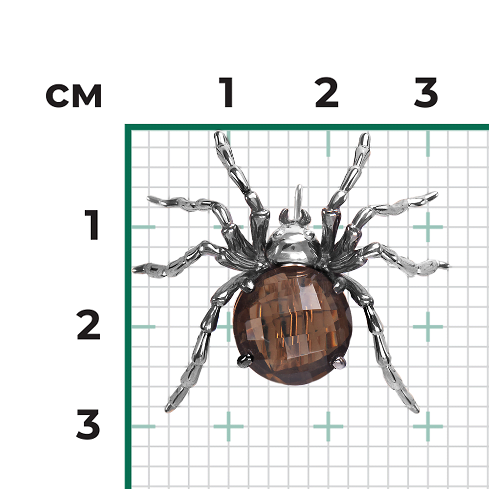 Брошь «Паук» из белого золота c кварцем дымчатым Артикул: 04-0220-00-202-1120-46