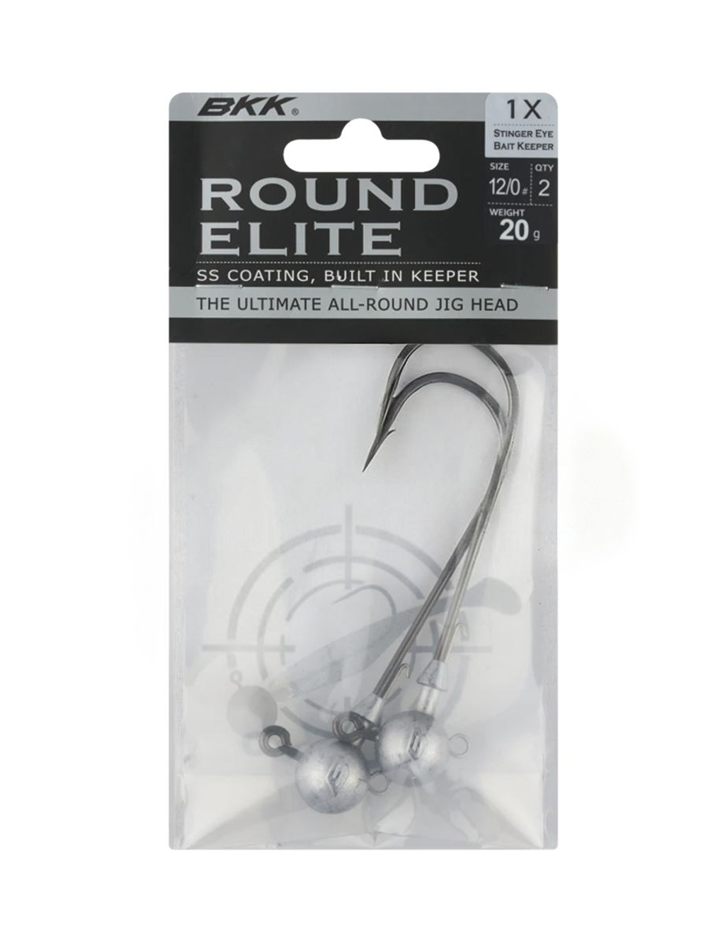 Джиг-головка для рыбалки BKK Round Elite-Stinger Eye Bait Keeper, размер крючка 12/0, вес 20г, 2 шт.