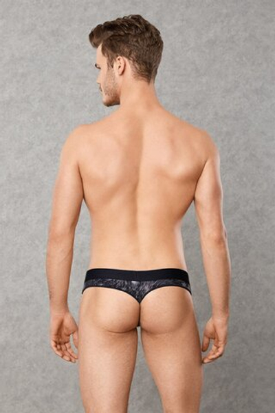 Мужские трусы-стринги с блестящим серебристым напылением Doreanse Nebula (Размер: S) (Цвет: черный)