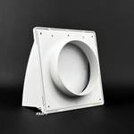 Вывод, выход стенной 175х175 мм с обратным клапаном с выходом D120 белый