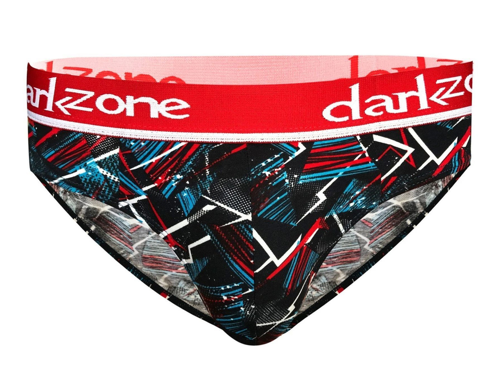 Черные трусы-брифы с разноцветным принтом (Размер: XL) (Цвет: черный)