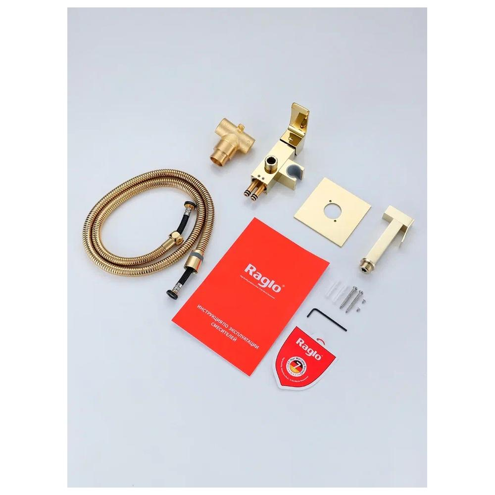 Гигиенический душ со смесителем встраиваемый Raglo R01.52.23, золотой