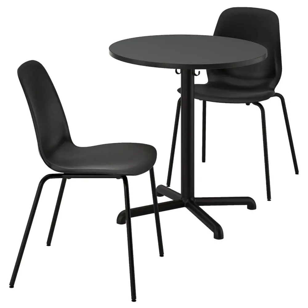 Стол и 2 стула - IKEA STENSELE / LIDÅS ИКЕА, 70х70х75 см, черный