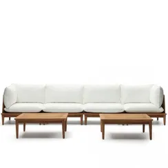 Комплект уличной мебели Portitxol из массива тика, модульный диван, 2 столика