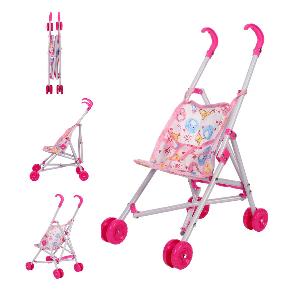 Коляска-трость для куклы, розовая, пакет 812CS