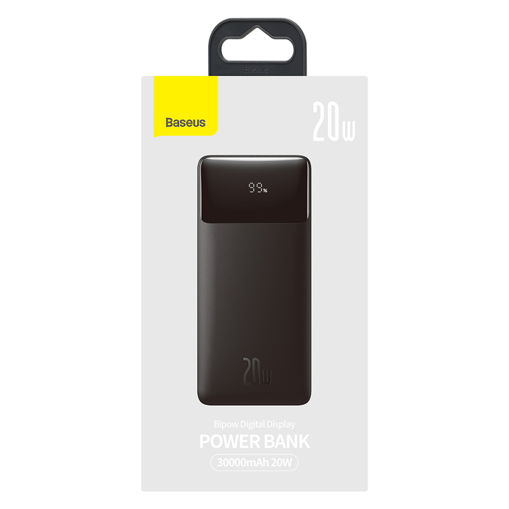 Внешний аккумулятор Baseus Bipow Digital Display Power Bank C+2U 30000mAh 20W - Black