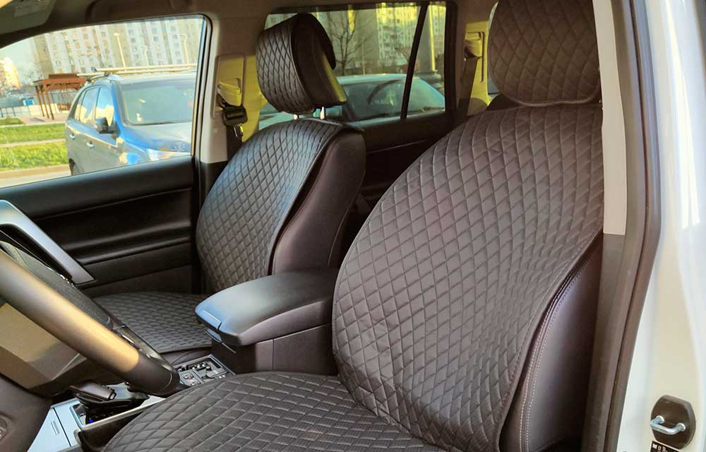 Накидки сидений ПОЛНЫЙ Coolpart MAXIMAL (кт11пр) - JJ-47-BLBL - Эко-кожа Ромб черный/кант черный