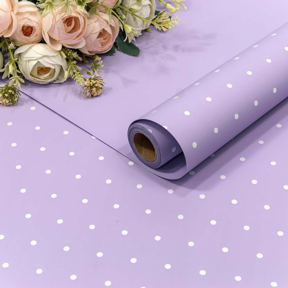 Пленка В рулоне 10 м х 58 см "Мелкий горошек" (Сиреневый)