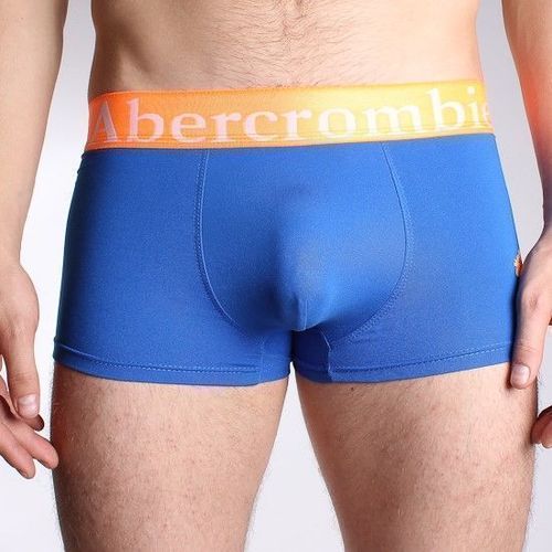 Мужские трусы боксеры синие с оранжевой резинкой Abercrombie&amp;Fitch Blue Boxer