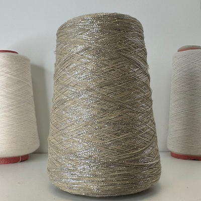GALAXY - Industria Italiana Filati; 80% вискоза, 20% люрекс; 2200м/100гр; col. 3201, цвет: бежевая нить серебристый люрекс