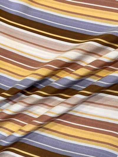 Шелк Marni креп зеленый в поперечную желтую и коричневую полоску