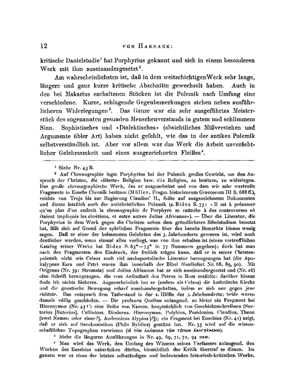 Porphyrius - Gegen die Christen | A.von Harnack