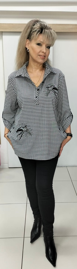 Комбинированная рубашка в клетку