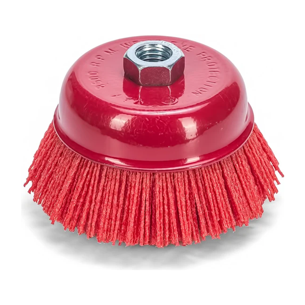 Щетка чашечная для УШМ с нейлоновым ворсом 100 мм "РОСОМАХА" (910100)