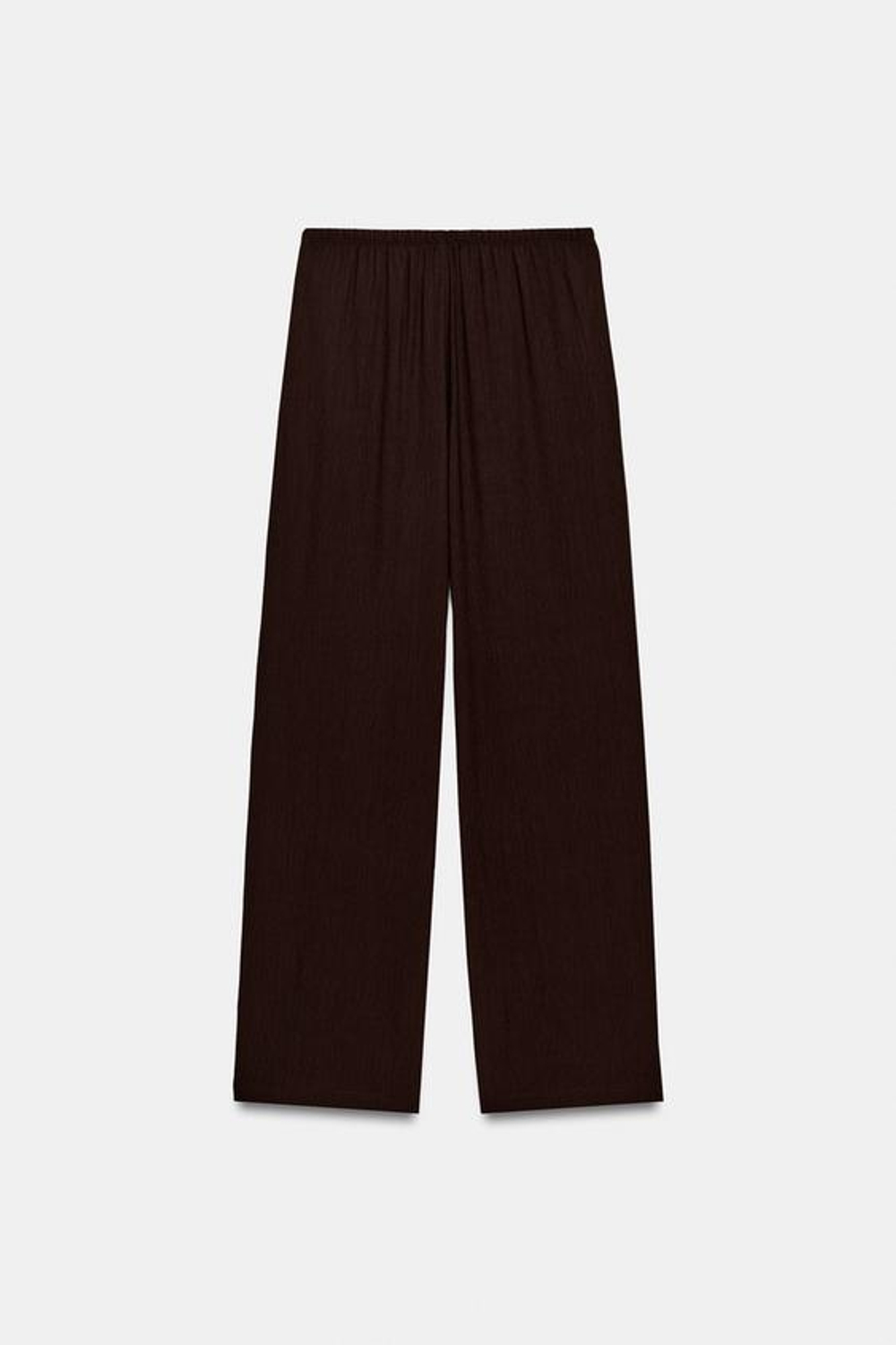 ZARA БРЮКИ ПРЯМОГО КРОЯ ИЗ СТРУЯЩЕЙСЯ ТКАНИ, ТЕМНО-КОРИЧНЕВЫЙ