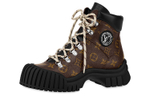 LOUIS VUITTON Ruby Leather Combat Boots Women"s Brown