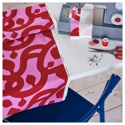 IKEA FLUGBLOMSTER  (ИКЕА ФЛУГБЛОМСТЕР)  -  Ткань с отделкой, розовая, 150x300 см