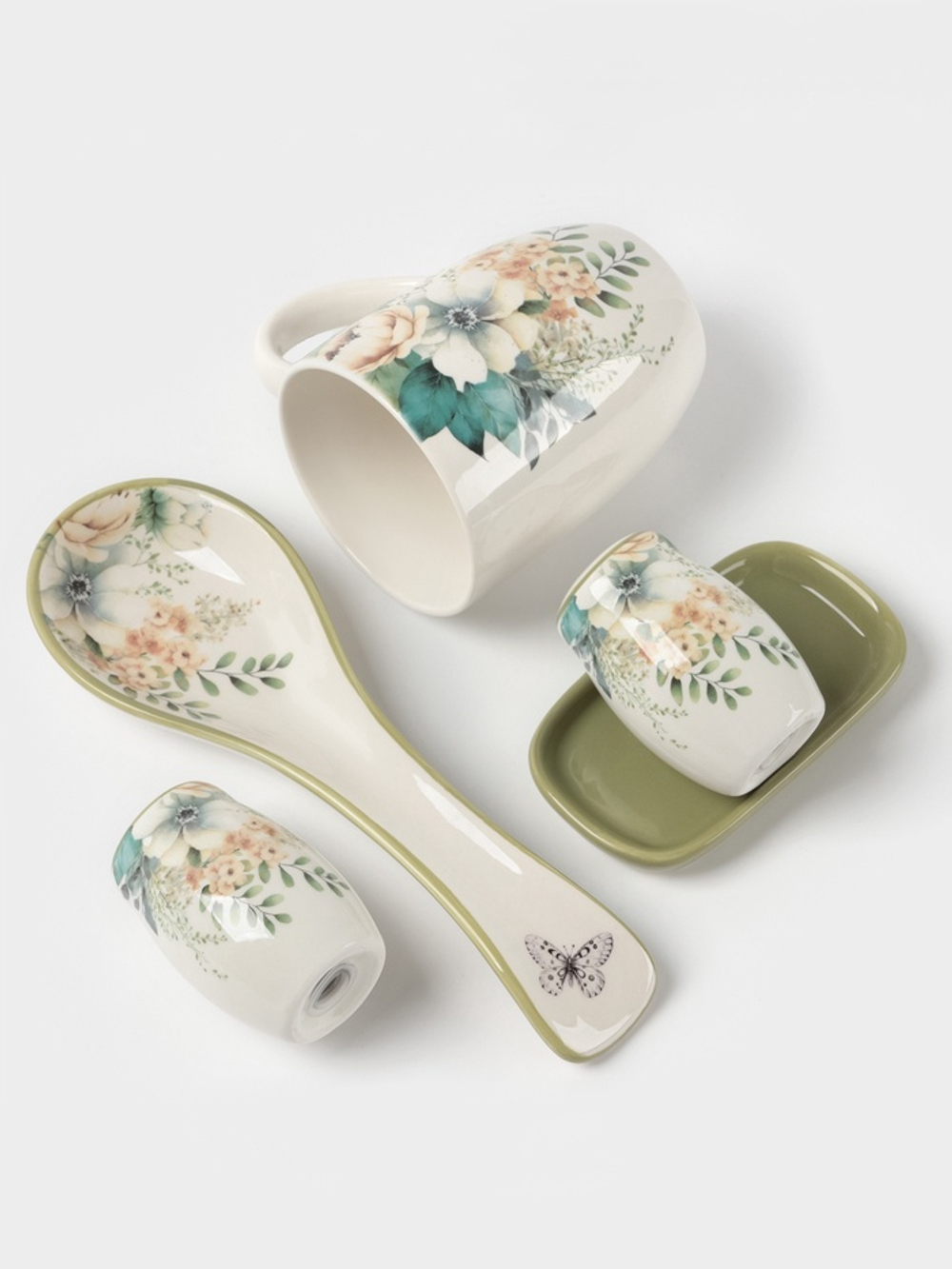 Чайная пара Доляна «Цветы», 2 предмета: чашка, 250 мл, блюдце d=15 см, фарфор, белая