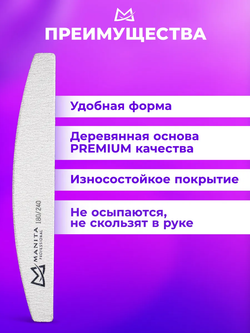 Пилка для ногтей Лодка 180/240 грит, 17,7 см 25шт/уп., MANITA PROFESSIONAL