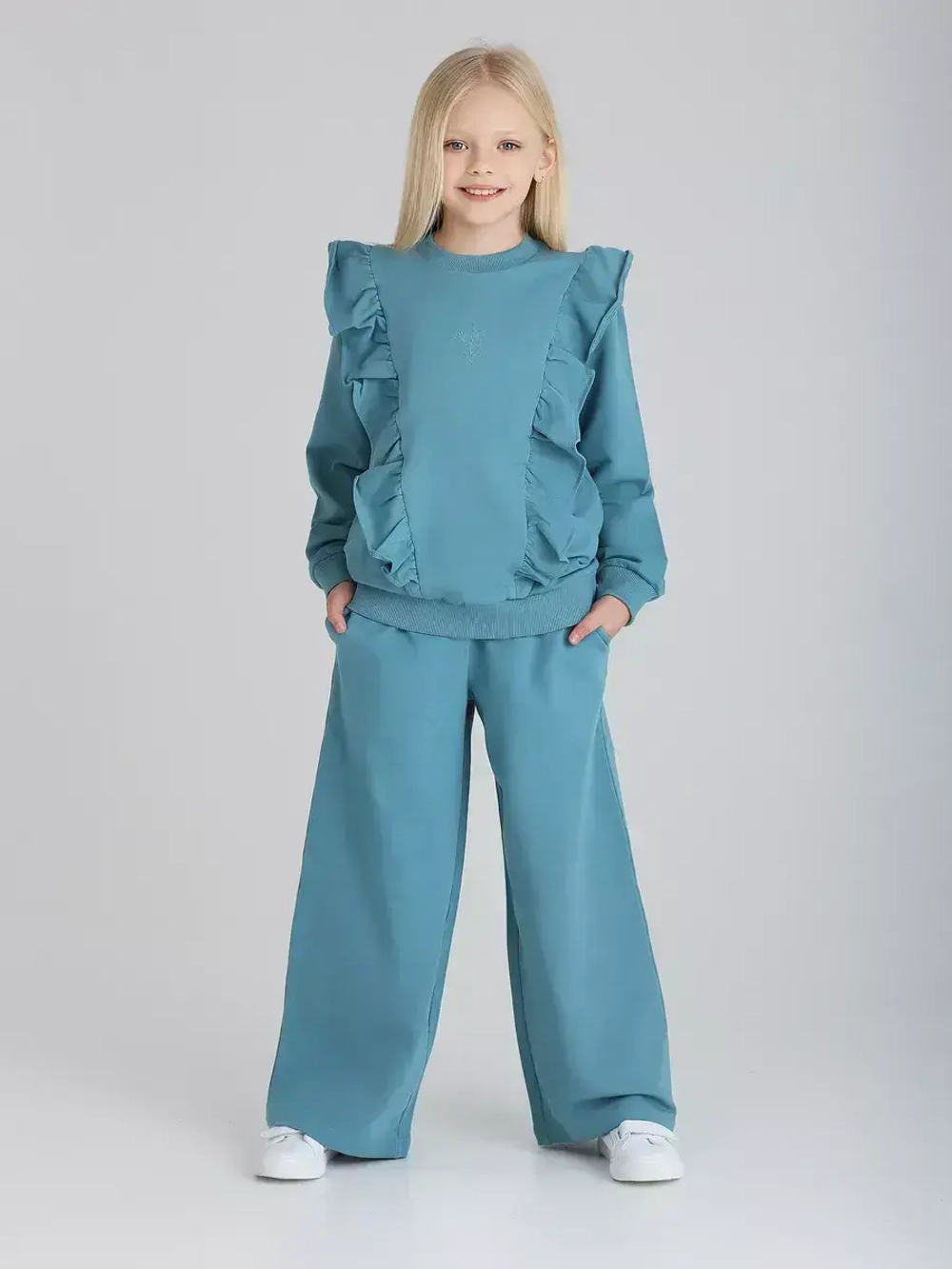 Костюм для девочки с брюками-палаццо на осень