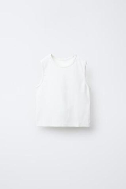 ZARA ФУТБОЛКА В РУБЧИК, ЖЕЛТОВАТО-БЕЛЫЙ