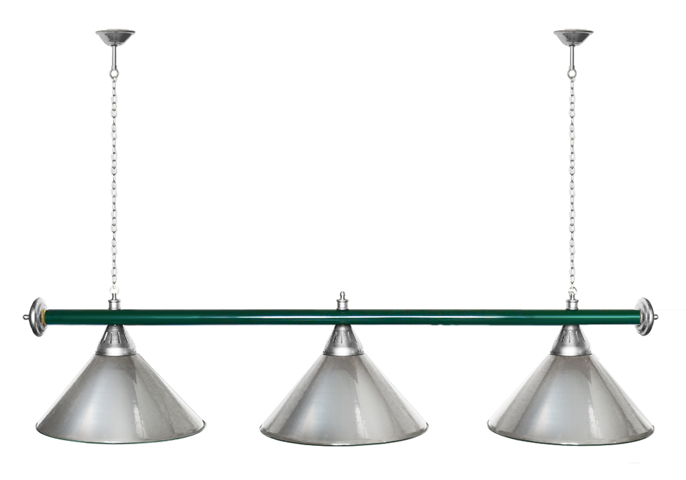 Лампа STARTBILLIARDS 3 пл. (плафоны зеленые,штанга золотая,фурнитура золото)