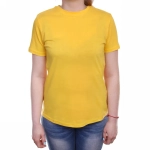 Футболка женская однотонная, цвет желтый, р 44 ( маломерит, р.42 )