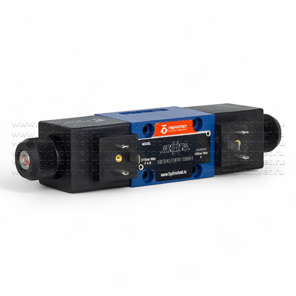 4WE6H61/CW110-50N9K4 - Гидрораспределитель золотниковый Ду 6 с электроуправлением, схема H (14), электроуправление W110, возврат - пружинный
