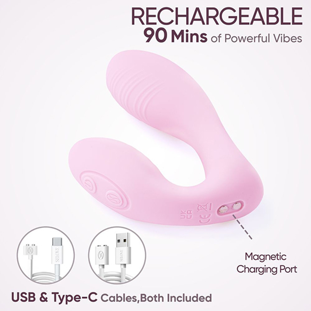 Розовый вибратор 12,5см в трусики с пультом ДУ Selove DuoFlex Flexible Wearable Vibrator Pink