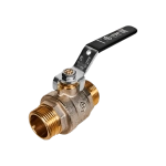 Кран шаровой полнопроходной STOUT - 1" (НР/НР, PN40, Tmax 150°C, ручка-рычаг черная)