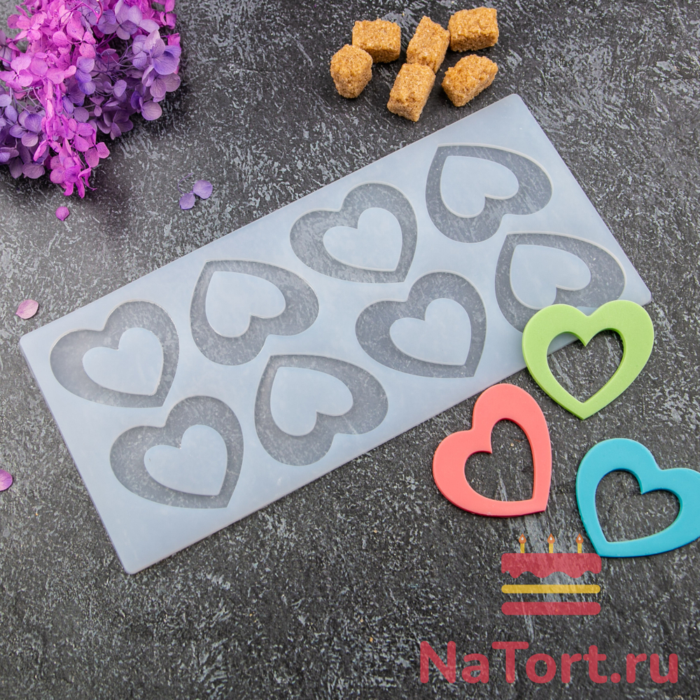 Силиконовый мат для отливки шоколада «Сердца»