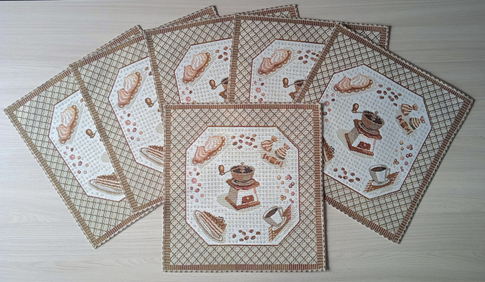 Набор декоративных гобеленовых салфеток Чудо меленка 32х32 (6 шт.)